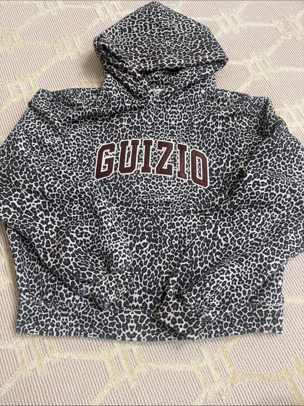 Womens Leopard Print Hoodie - Black